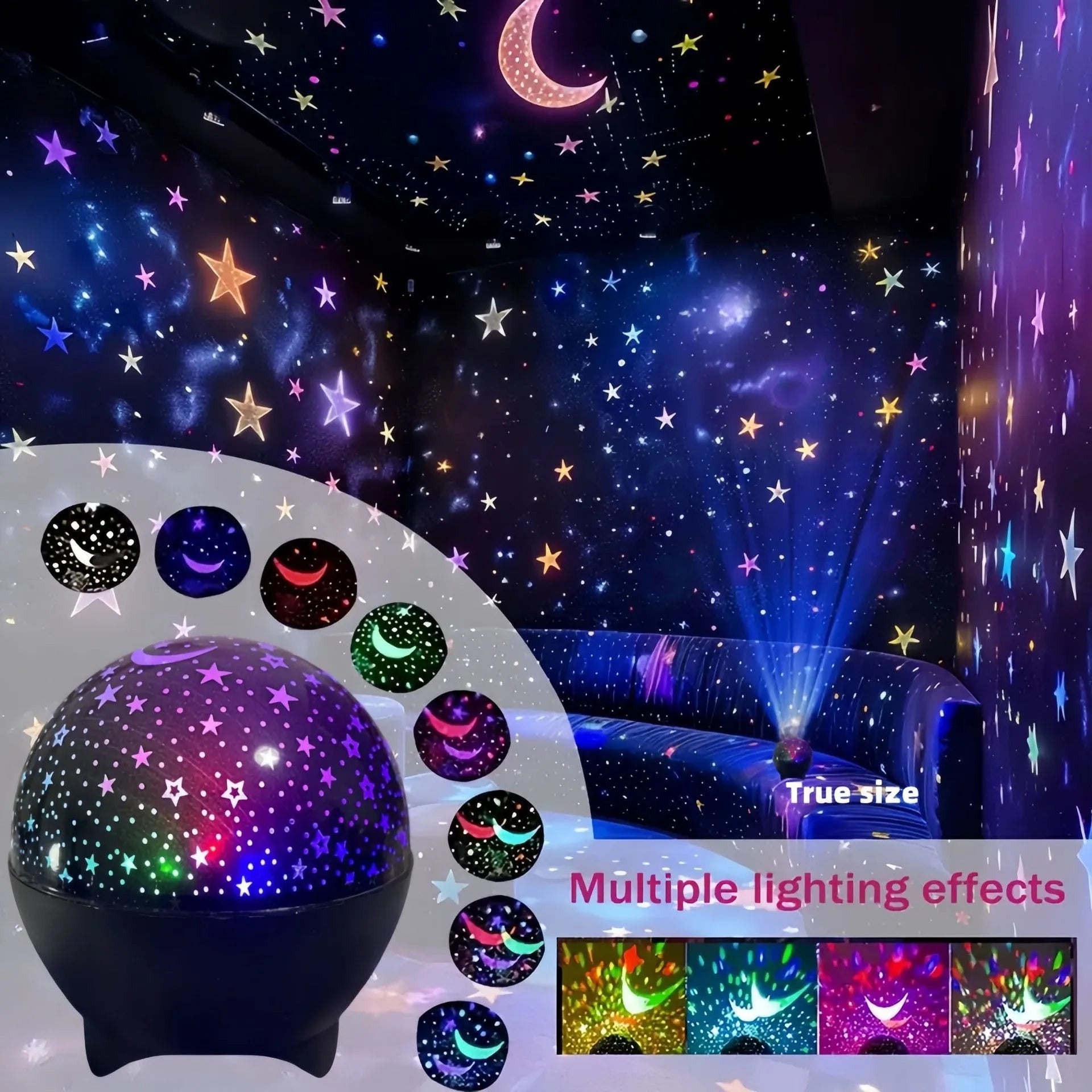 Transform Your Space with the RGB Night Lights LED Projector – Starry Moon Galaxy Projection Lamp for Kids' Rooms and Holiday Decor!