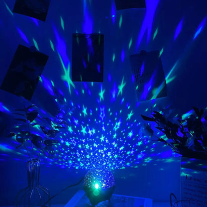 Transform Your Space with the RGB Night Lights LED Projector – Starry Moon Galaxy Projection Lamp for Kids' Rooms and Holiday Decor!