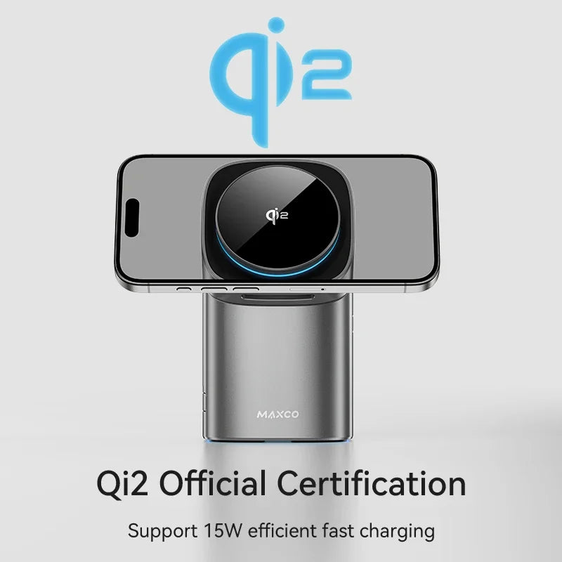 Experience the Future of Charging with the Qi2 Auto-Rotate Touch Magnetic 3 in 1 Wireless Charger - Fast 15W Power for iPhone, Apple Watch, and AirPods