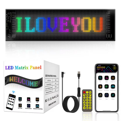 Transform Your Space with the RGB LED Car Sign - Programmable Bluetooth App-Controlled Matrix Panel for Creative Displays