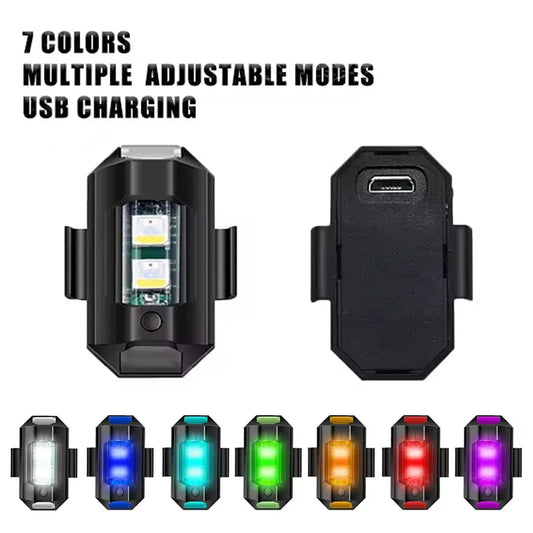 Illuminate Your Ride: Universal LED Strobe Lights for Motorcycles and Drones - 7 Vibrant Colors with USB Charging