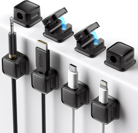 Transform Your Space with the 8 Pack Magnetic Cord Organizer - Strong Adhesive Cable Management for Home, Office, and More!