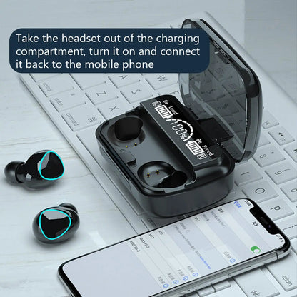Experience Ultimate Freedom with TWS M10 Wireless Bluetooth Headphones - 9D Stereo Sound, LED Display & 3500mAh Charging Box!