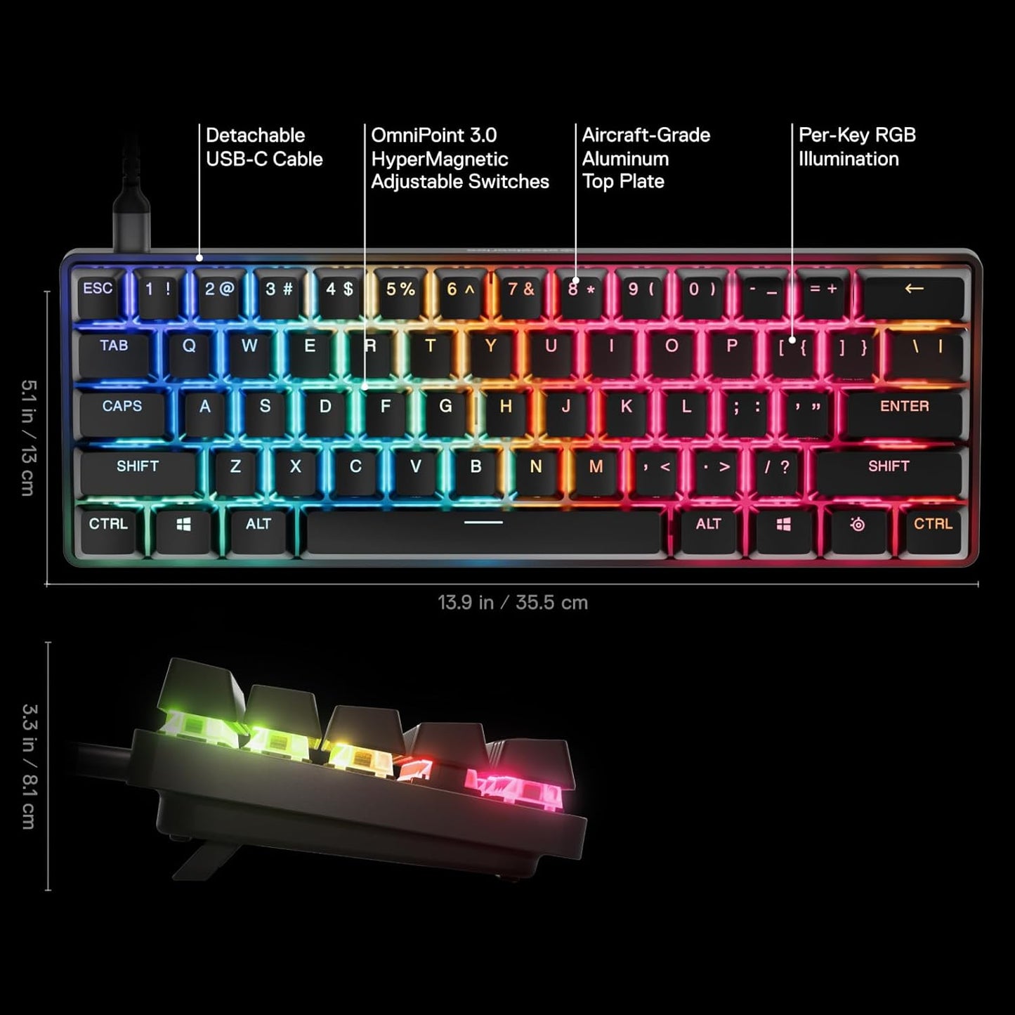 Apex Pro Mini Gen 3: Unleash Lightning-Fast Gaming with Adjustable Hypermagnetic Switches, RGB Illumination, and Game-Ready Presets