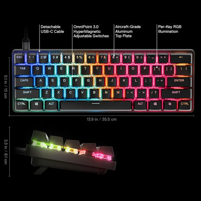 Apex Pro Mini Gen 3: Unleash Lightning-Fast Gaming with Adjustable Hypermagnetic Switches, RGB Illumination, and Game-Ready Presets
