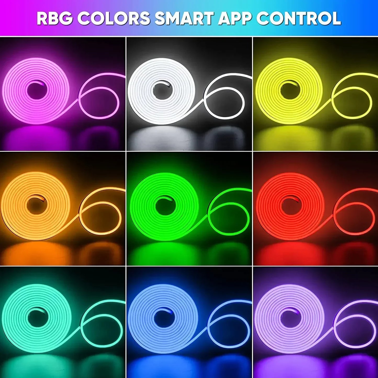 Vibrant RGB Neon LED Strip - Waterproof DIY Lighting for Home Decor with Tuya App Control