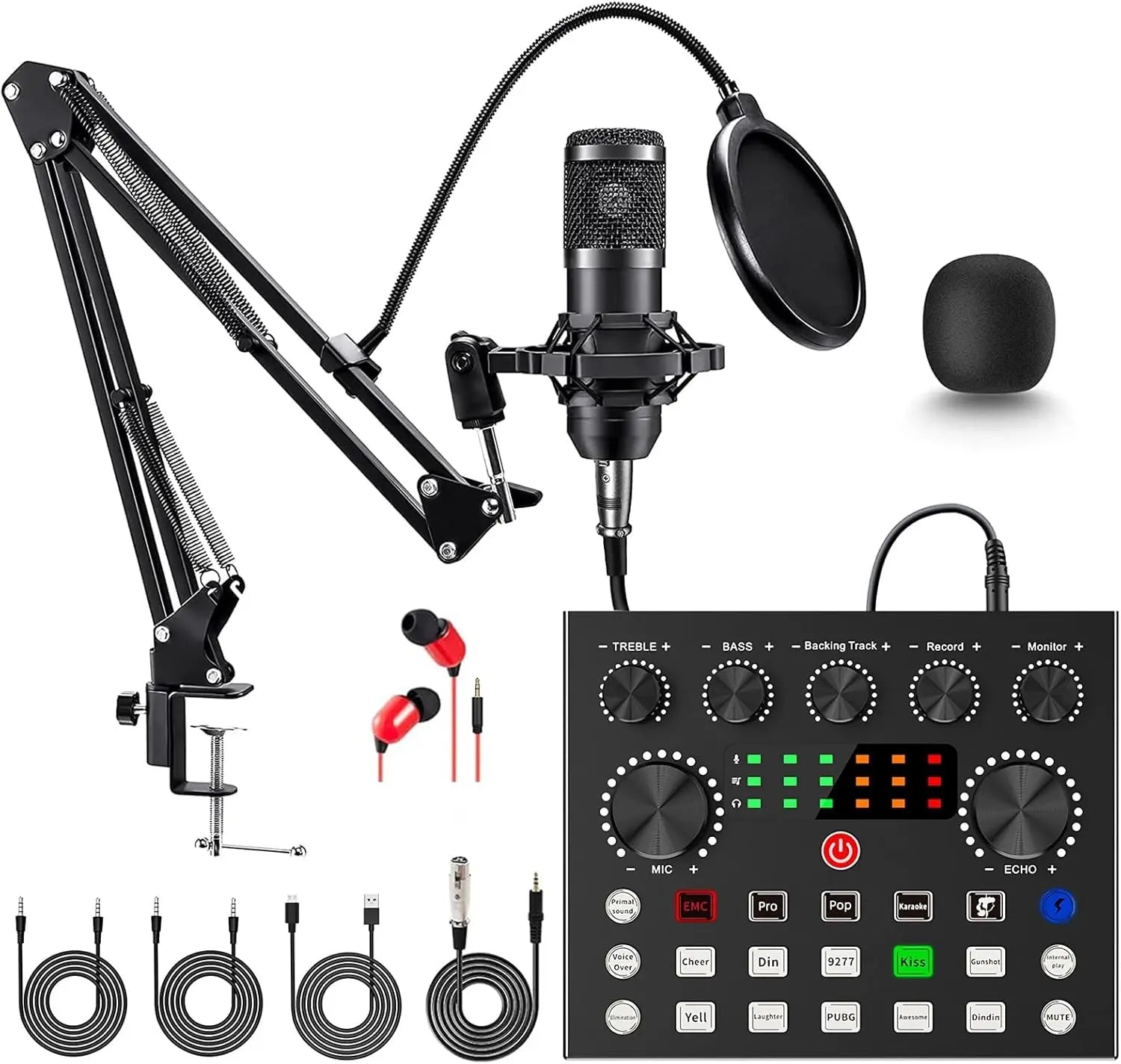 Ultimate Zealsound Podcast Equipment Bundle - Professional BM800 Microphone with V8S Voice Changer for Streaming, Recording, and Content Creation on PC, Mobile, TikTok, and YouTube