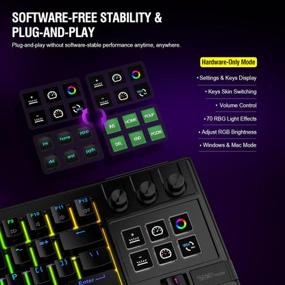 Elevate Your Game with the VSD K1 Pro Mechanical Keyboard - Fully Programmable, Custom LCD Keys & Knobs, RGB Backlighting, Perfect for Gaming and Streaming