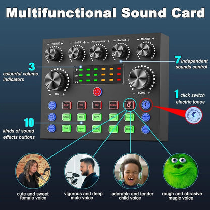 Ultimate Zealsound Podcast Equipment Bundle - Professional BM800 Microphone with V8S Voice Changer for Streaming, Recording, and Content Creation on PC, Mobile, TikTok, and YouTube
