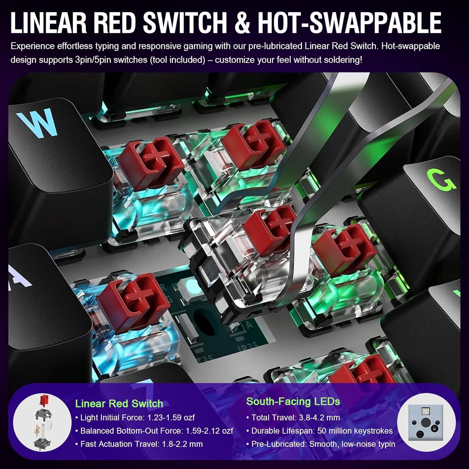 Elevate Your Game with the VSD K1 Pro Mechanical Keyboard - Fully Programmable, Custom LCD Keys & Knobs, RGB Backlighting, Perfect for Gaming and Streaming