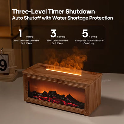 Simulated Fireplace Flames Aroma Diffuser Aromatherapy Ultrasonic Air Humidifier Sprayer Remote Controls/Essential Oil Set