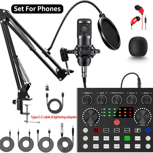 Ultimate Zealsound Podcast Equipment Bundle - Professional BM800 Microphone with V8S Voice Changer for Streaming, Recording, and Content Creation on PC, Mobile, TikTok, and YouTube
