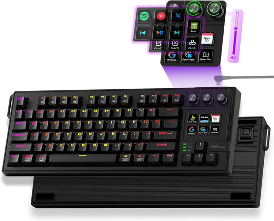 Elevate Your Game with the VSD K1 Pro Mechanical Keyboard - Fully Programmable, Custom LCD Keys & Knobs, RGB Backlighting, Perfect for Gaming and Streaming