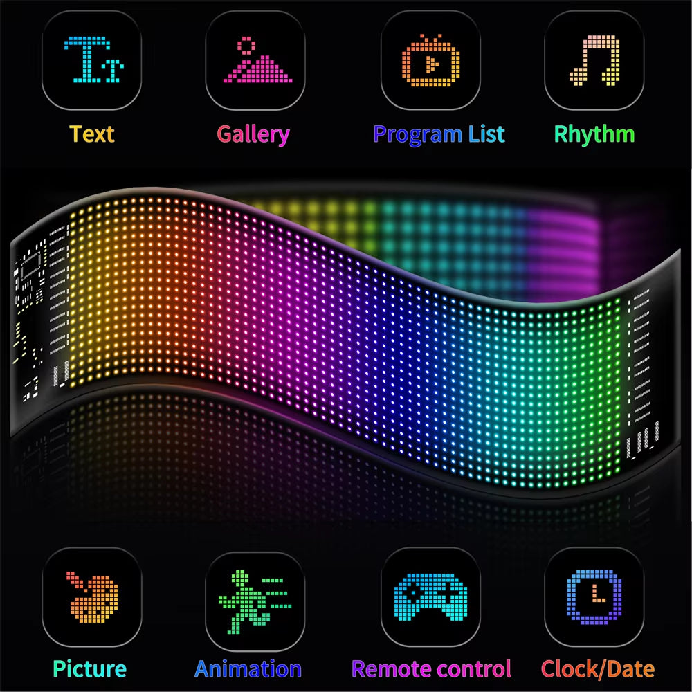 Transform Your Space with the RGB LED Car Sign - Programmable Bluetooth App-Controlled Matrix Panel for Creative Displays
