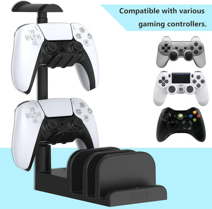 Ultimate Gaming Headphone & Controller Stand with Smart USB Charger - Organize Your Setup with 2 AC Outlets & Versatile Storage for Switch, Phone, and More!