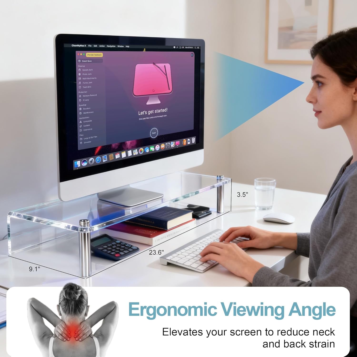 Elevate Your Workspace with the Acrylic Monitor Stand Featuring RGB Lights and Music Sync – Perfect for Gaming and Home Office Organization