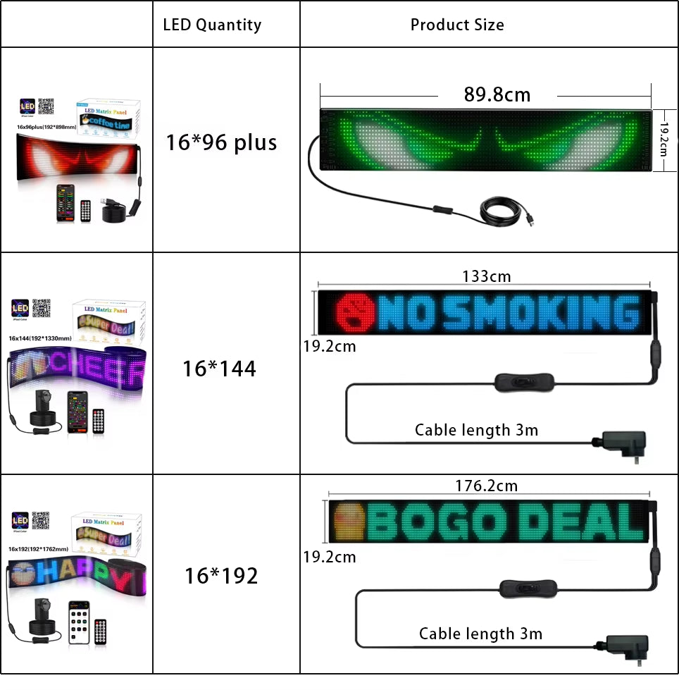 Transform Your Space with the RGB LED Car Sign - Programmable Bluetooth App-Controlled Matrix Panel for Creative Displays