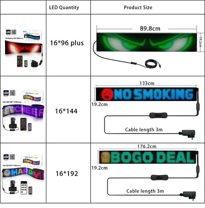 Transform Your Space with the RGB LED Car Sign - Programmable Bluetooth App-Controlled Matrix Panel for Creative Displays