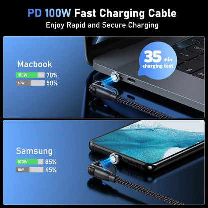 Experience Lightning-Fast Charging with the 100W Magnetic USB Type C Cable - Perfect for iPhone, Samsung, and MacBook!
