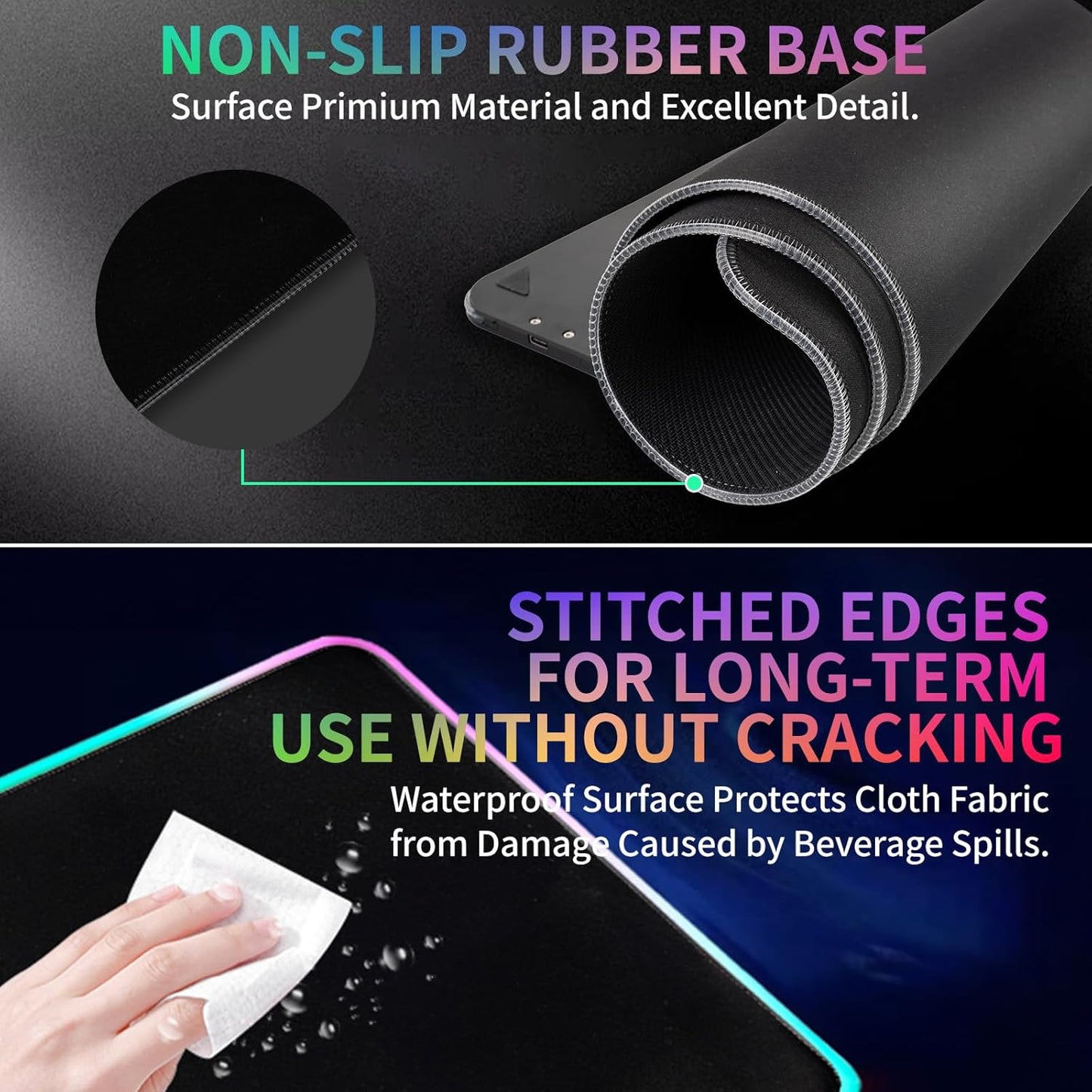 Elevate Your Gaming Experience with the RGB Gaming Mouse Pad - 15W Wireless Charging, 10 LED Light Modes, and Extra Large Surface for Ultimate Comfort