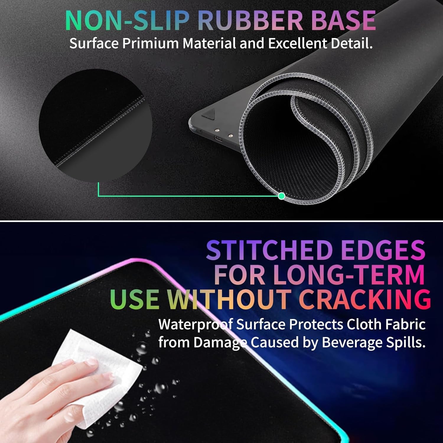 Elevate Your Gaming Experience with the RGB Gaming Mouse Pad - 15W Wireless Charging, 10 LED Light Modes, and Extra Large Surface for Ultimate Comfort