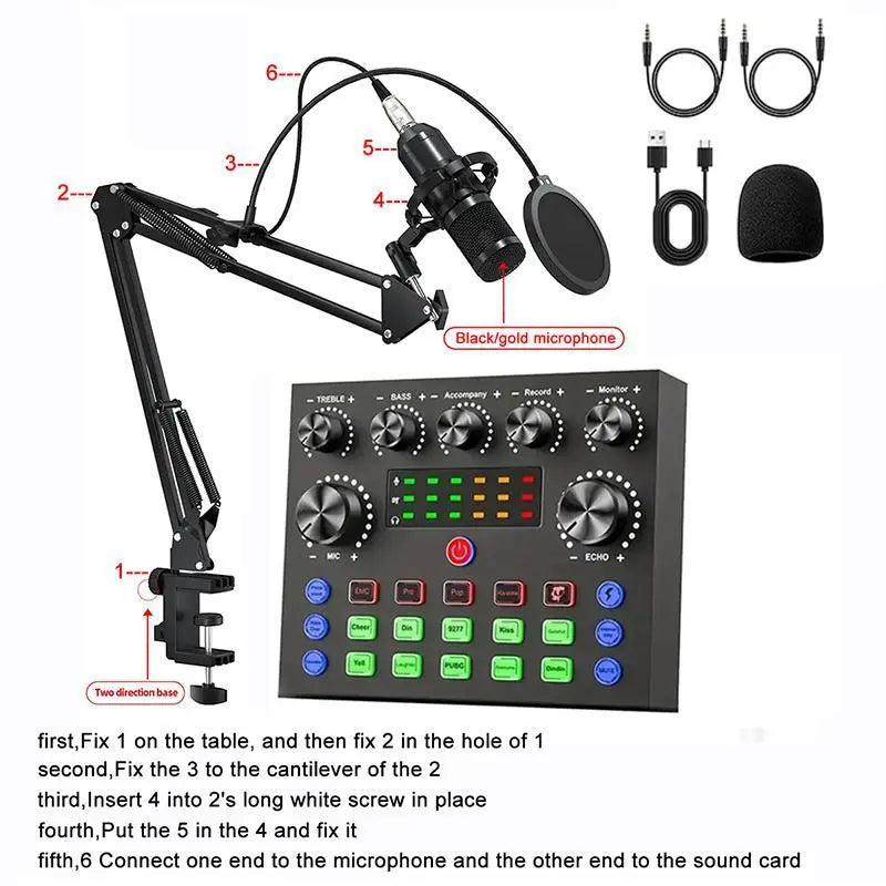 Ultimate Zealsound Podcast Equipment Bundle - Professional BM800 Microphone with V8S Voice Changer for Streaming, Recording, and Content Creation on PC, Mobile, TikTok, and YouTube