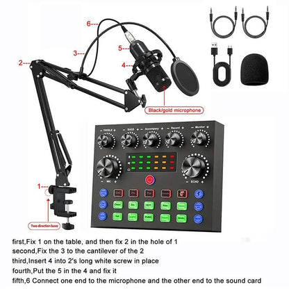Ultimate Zealsound Podcast Equipment Bundle - Professional BM800 Microphone with V8S Voice Changer for Streaming, Recording, and Content Creation on PC, Mobile, TikTok, and YouTube