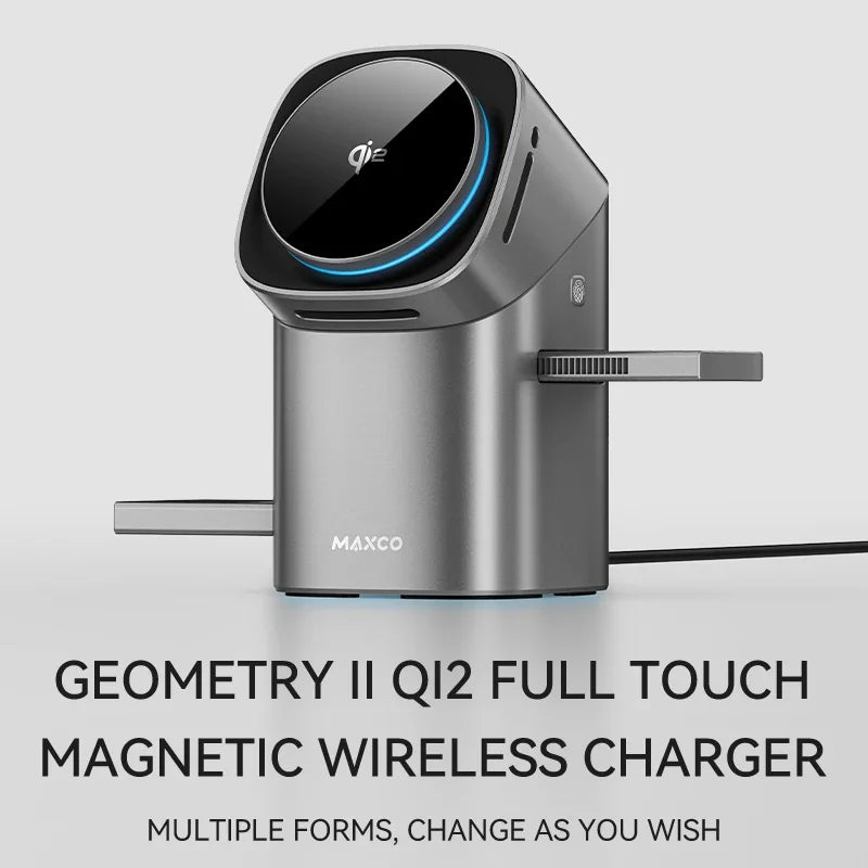 Experience the Future of Charging with the Qi2 Auto-Rotate Touch Magnetic 3 in 1 Wireless Charger - Fast 15W Power for iPhone, Apple Watch, and AirPods
