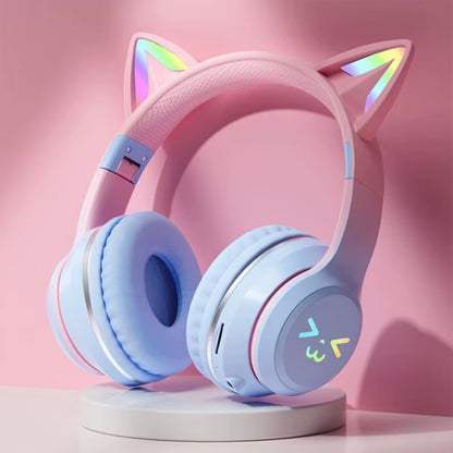 Adorable Cat's Ears RGB Light TWS Headset - Perfect Pink Gift for Little Girls - Compatible with Any Phone
