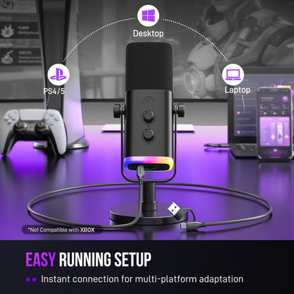 Elevate Your Streaming with the Ampligame AM8 Dynamic USB/XLR Microphone - Perfect for Podcasts, Gaming, and More!