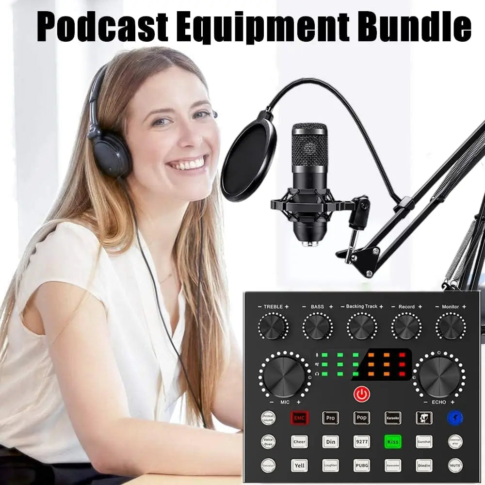 Ultimate Zealsound Podcast Equipment Bundle - Professional BM800 Microphone with V8S Voice Changer for Streaming, Recording, and Content Creation on PC, Mobile, TikTok, and YouTube