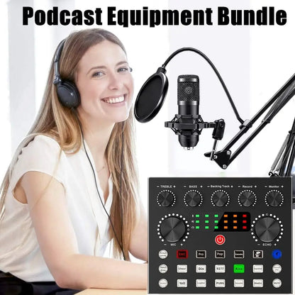 Ultimate Zealsound Podcast Equipment Bundle - Professional BM800 Microphone with V8S Voice Changer for Streaming, Recording, and Content Creation on PC, Mobile, TikTok, and YouTube