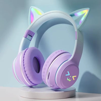Adorable Cat's Ears RGB Light TWS Headset - Perfect Pink Gift for Little Girls - Compatible with Any Phone